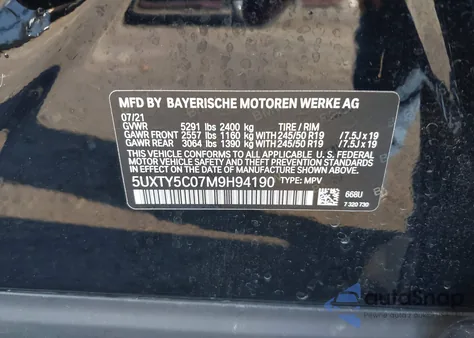 2021 BMW X3 xDrive30I from USA, damaged, VIN 5UXTY5C07M9H94190